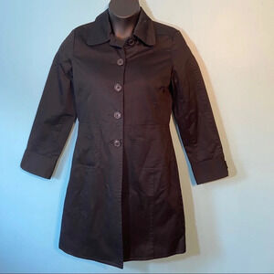 🛍️Joe Fresh women’s black single breasted trench‎  coat in size medium